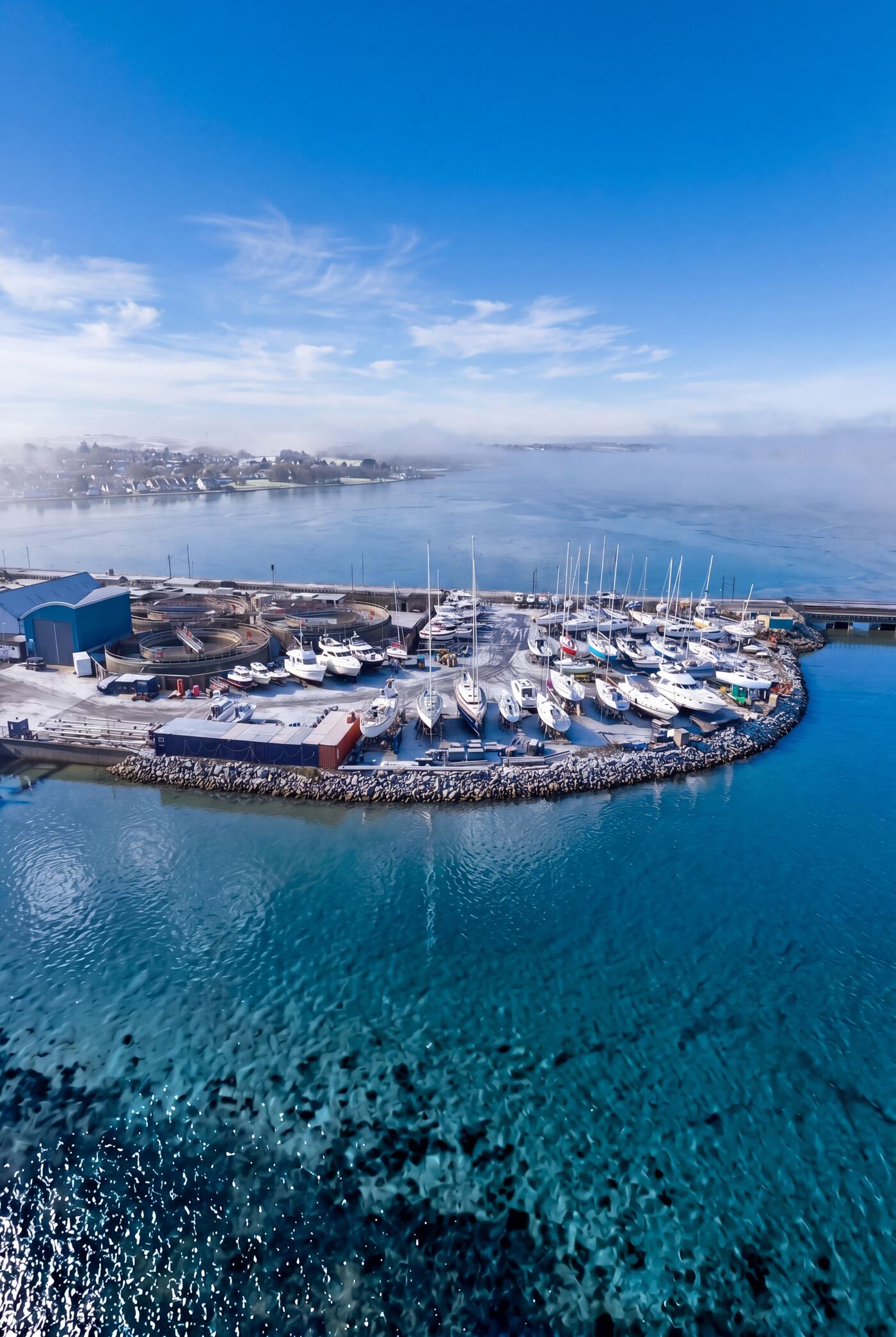 Aerial view of Malahide Marina boatyard
